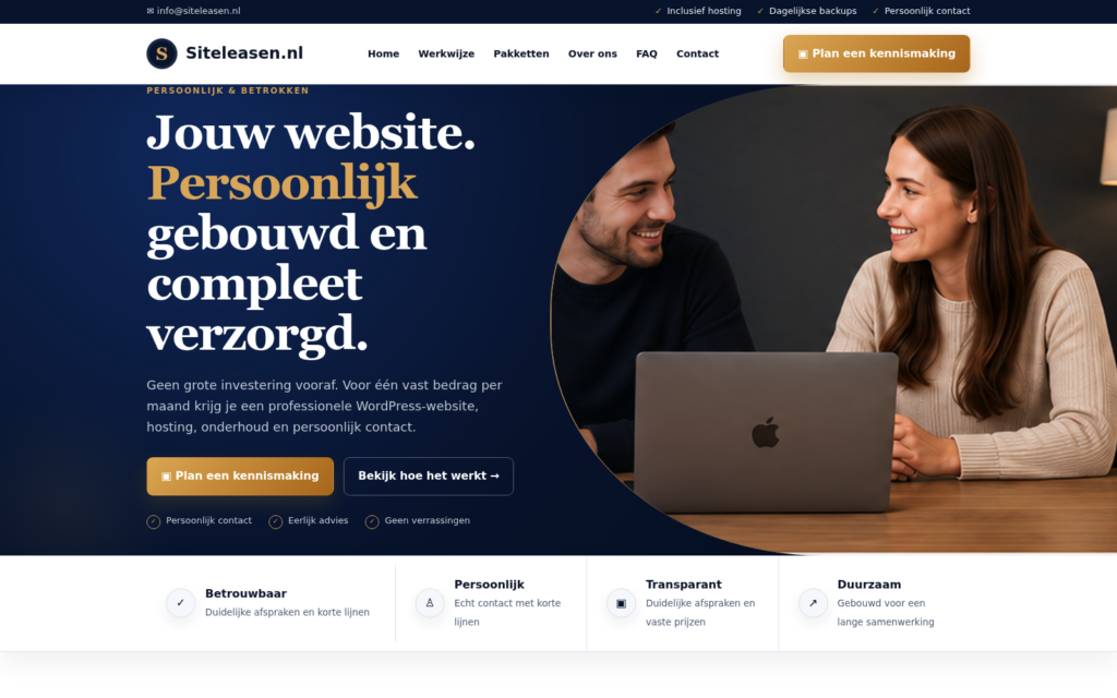 Siteleasen.nl – website screenshot